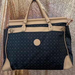 Elegant Navy and Beige Tote Bag
